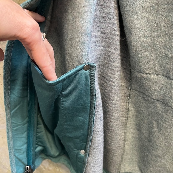 PrAna Kari Sweater / Jacket in Teal Green, Wool Blend + Fleece with Hood, Small - Picture 12 of 16